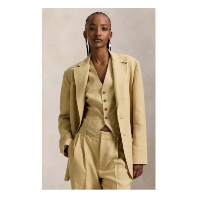Polo Ralph Lauren para mulher. 211A96189001 Blazer de cânhamo com um só peito bege (42), Casual, Linho, Clássico Polo Ralph Lauren para mulher. 211A96189001 Blazer de cânhamo com um só peito bege (42), Casual, Linho, Clássico