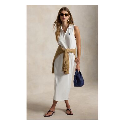 Polo Ralph Lauren para mulher. 211968292001 Vestido elástico branco (M), Casual, Algodão, Sem mangas / correias Polo Ralph Lauren para mulher. 211968292001 Vestido elástico branco (M), Casual, Algodão, Sem mangas / correias