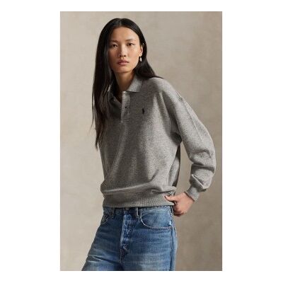 Polo Ralph Lauren para mulher. 211965097004 Jersey tipo polo de felpa leve cinza (XS), Casual, Algodão, Manga comprida Polo Ralph Lauren para mulher. 211965097004 Jersey tipo polo de felpa leve cinza (XS), Casual, Algodão, Manga comprida