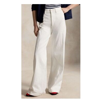 Polo Ralph Lauren para mulher. 211B25105003 Calça Beaton de algodão e elástico branco (48), Casual Polo Ralph Lauren para mulher. 211B25105003 Calça Beaton de algodão e elástico branco (48), Casual