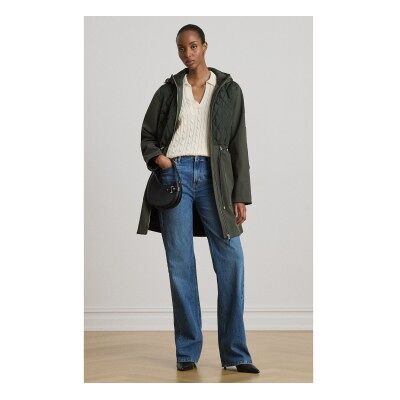 Lauren Ralph Lauren para mulher. 297P18056002 Casaco acolchoado para mulher com capuz verde em padrão de losango (XS), Casual, Polister Reci Lauren Ralph Lauren para mulher. 297P18056002 Casaco acolchoado para mulher com capuz verde em padrão de losango (XS), Casual, Polister Reci