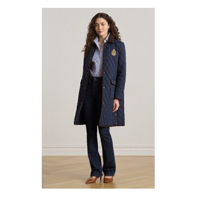 Lauren Ralph Lauren para mulher. 297P18059004 Jaqueta com debrum de veludo cotelê e escudo marinho (M), Casual, Polister Reciclado Lauren Ralph Lauren para mulher. 297P18059004 Jaqueta com debrum de veludo cotelê e escudo marinho (M), Casual, Polister Reciclado