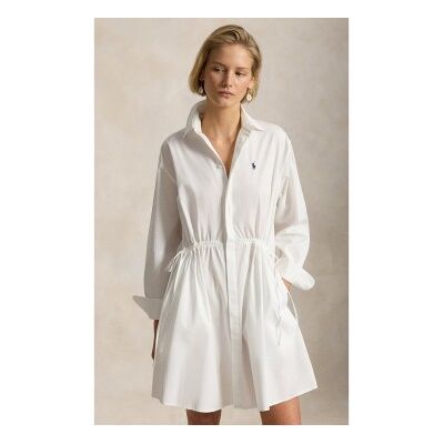 Polo Ralph Lauren para mulher. 211B19986003 Vestido de algodão branco com camisa (38), Casual, Manga comprida Polo Ralph Lauren para mulher. 211B19986003 Vestido de algodão branco com camisa (38), Casual, Manga comprida