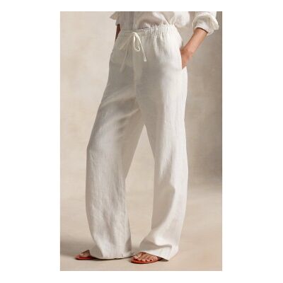Polo Ralph Lauren para mulher. 211A12949001 Calças de linho com cordão bege (M), Casual Polo Ralph Lauren para mulher. 211A12949001 Calças de linho com cordão bege (M), Casual