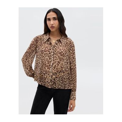 Rixo para mulher. 030.00441.425.06931 Camisa castanha Blake (XS), Marrom, Casual, Animal print, Viscoso, Manga comprida Rixo para mulher. 030.00441.425.06931 Camisa castanha Blake (XS), Marrom, Casual, Animal print, Viscoso, Manga comprida