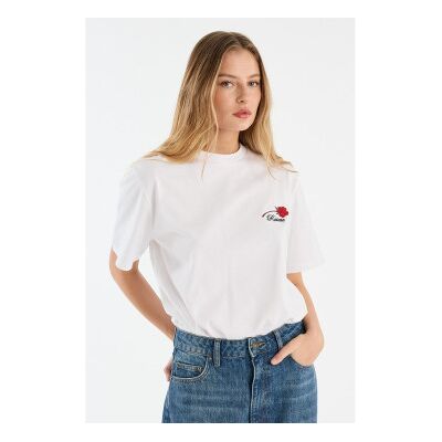 Rotate para mulher. 114722400 T-shirt Astra branca (XS), Branco, Casual, Manga curta, Algodão orgânico, Sustentável Rotate para mulher. 114722400 T-shirt Astra branca (XS), Branco, Casual, Manga curta, Algodão orgânico, Sustentável