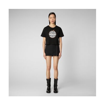 Save The Duck para mulher. DT1722W-BESY18 T-shirt Eart Consicious preta (S), Preto, Casual, Manga curta, Algodão orgânico Save The Duck para mulher. DT1722W-BESY18 T-shirt Eart Consicious preta (S), Preto, Casual, Manga curta, Algodão orgânico