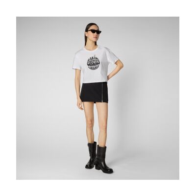 Save The Duck para mulher. DT1722W-BESY18 T-shirt Eart Consicious branca (S), Branco, Casual, Manga curta, Algodão orgânico Save The Duck para mulher. DT1722W-BESY18 T-shirt Eart Consicious branca (S), Branco, Casual, Manga curta, Algodão orgânico