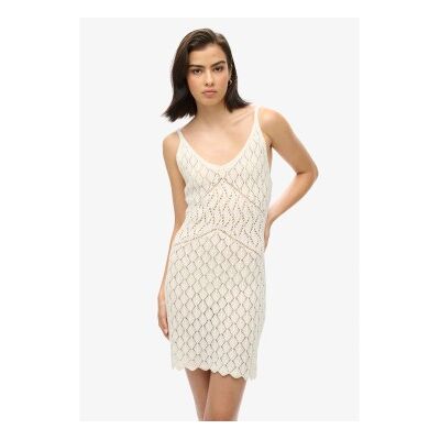 Superdry para mulher. W8011606A Vestido mini de crochê com alças branco-cru (XL), Casual, Sem mangas / correias Superdry para mulher. W8011606A Vestido mini de crochê com alças branco-cru (XL), Casual, Sem mangas / correias