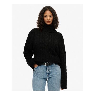 Superdry para mulher. W6110662A Jumper Roll preto (XS), Casual, Náilon Superdry para mulher. W6110662A Jumper Roll preto (XS), Casual, Náilon