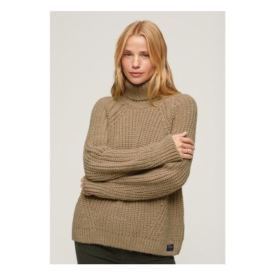 Superdry para mulher. W6110397A Camisola de malha solta com gola alta castanha (XS), Marrom, Casual, Acrílico, Manga comprida Superdry para mulher. W6110397A Camisola de malha solta com gola alta castanha (XS), Marrom, Casual, Acrílico, Manga comprida