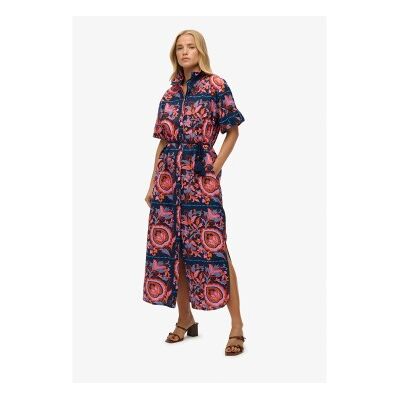 Superdry para mulher. W8011893A Vestido maxi de linho preto (XS), Casual, Manga curta, Marinho Superdry para mulher. W8011893A Vestido maxi de linho preto (XS), Casual, Manga curta, Marinho