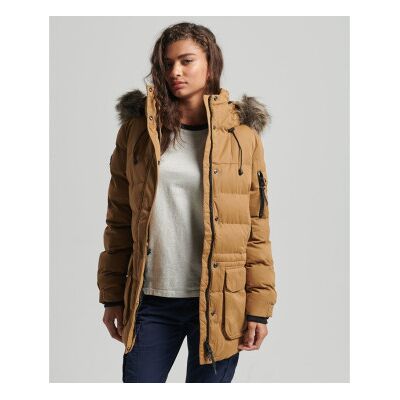 Superdry para mulher. W5011048A Parka Expedition em microfibra castanha (XS), Marrom, Casual, Poliéster Superdry para mulher. W5011048A Parka Expedition em microfibra castanha (XS), Marrom, Casual, Poliéster