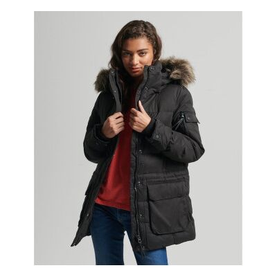 Superdry para mulher. W5011048A Parka Expedition em microfibra preta (XS), Preto, Casual, Poliéster Superdry para mulher. W5011048A Parka Expedition em microfibra preta (XS), Preto, Casual, Poliéster