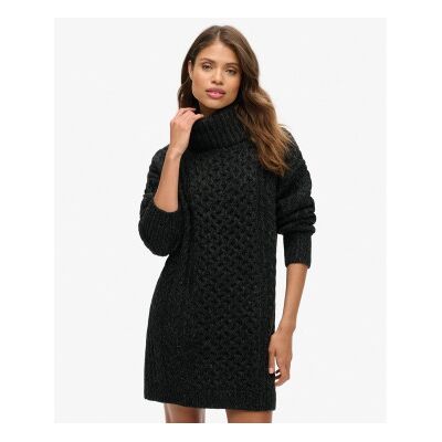 Superdry para mulher. W8011743A Vestido de malha preto (S), Casual, Acrílico Superdry para mulher. W8011743A Vestido de malha preto (S), Casual, Acrílico