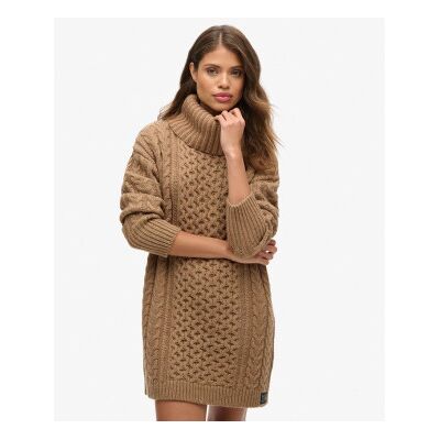 Superdry para mulher. W8011743A Vestido de malha entrançada castanho (M), Marrom, Casual, Acrílico, Manga comprida Superdry para mulher. W8011743A Vestido de malha entrançada castanho (M), Marrom, Casual, Acrílico, Manga comprida