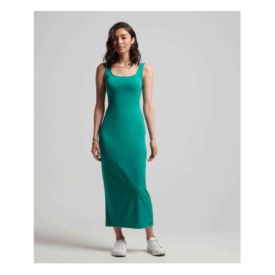 Superdry para mulher. W8011461A Vestido midi de malha com decote quadrado verde (M), Casual, Modal, Sem mangas / correias Superdry para mulher. W8011461A Vestido midi de malha com decote quadrado verde (M), Casual, Modal, Sem mangas / correias