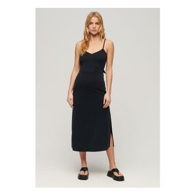 Superdry para mulher. W8011419A Vestido de malha preto com costas abertas (L), Casual, Viscoso, Modal, Sem mangas / correias Superdry para mulher. W8011419A Vestido de malha preto com costas abertas (L), Casual, Viscoso, Modal, Sem mangas / correias
