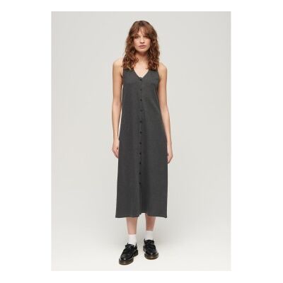 Superdry para mulher. W8011640A Vestido de praia midi de malha preto (M), Casual, Algodão, Sem mangas / correias Superdry para mulher. W8011640A Vestido de praia midi de malha preto (M), Casual, Algodão, Sem mangas / correias