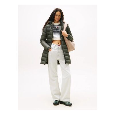 Tommy Jeans para mulher. DW0DW18864 Casaco de penas acolchoado verde brilhante (S), Casual, Náilon Tommy Jeans para mulher. DW0DW18864 Casaco de penas acolchoado verde brilhante (S), Casual, Náilon