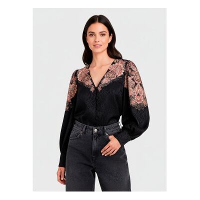 Twinset para mulher. 252TP2046 Blusa floral preta (40), Preto, Casual, Algodão, Manga comprida Twinset para mulher. 252TP2046 Blusa floral preta (40), Preto, Casual, Algodão, Manga comprida