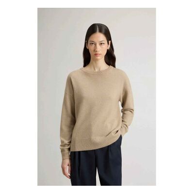Woolrich para mulher. CFWWKN2025FRUF5067 Camisola de gola redonda em mistura bege (M), Casual, Lã Woolrich para mulher. CFWWKN2025FRUF5067 Camisola de gola redonda em mistura bege (M), Casual, Lã