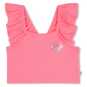 Billieblush para menina. U21945 T-shirt com nervuras cor-de-rosa (6años= 114/119cm), Casual, Poliéster, moda infantil Billieblush para menina. U21945 T-shirt com nervuras cor-de-rosa (6años= 114/119cm), Casual, Poliéster, moda infantil