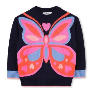 Billieblush para menina. U21368 Camisola borboleta azul-marinho (6años= 114/119cm), Casual, Algodão, moda infantil Billieblush para menina. U21368 Camisola borboleta azul-marinho (6años= 114/119cm), Casual, Algodão, moda infantil