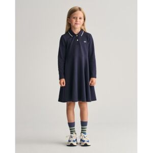 Gant para menina. 751135 Vestido de piqué azul-marinho com folho (7/8años= 122/128cm), Casual, Algodão, Manga comprida, moda infantil Gant para menina. 751135 Vestido de piqué azul-marinho com folho (7/8años= 122/128cm), Casual, Algodão, Manga comprida, moda infantil