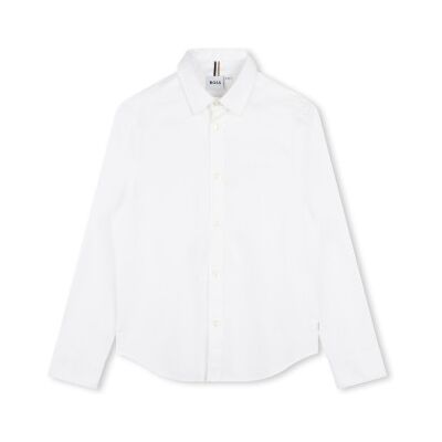 BOSS para menino. J51130 Camisa branca de manga comprida de corte direito (6Y= 114cm), Branco, Casual, Algodão, moda infantil BOSS para menino. J51130 Camisa branca de manga comprida de corte direito (6Y= 114cm), Branco, Casual, Algodão, moda infantil