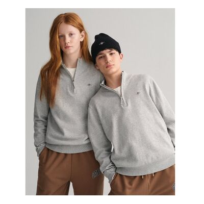 Gant unisex para criança. 984046 Pulôver de algodão com meio fecho Shield cinzento (13/14años= 158/164cm), Casual, Cinza, moda infantil Gant unisex para criança. 984046 Pulôver de algodão com meio fecho Shield cinzento (13/14años= 158/164cm), Casual, Cinza, moda infantil