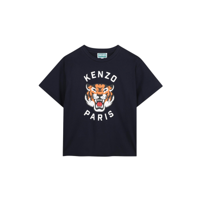 Kenzo Kids unisex para criança. K62051 Camiseta Tiger marinho (14Y= 162cm), Casual, Algodão, Manga curta, moda infantil Kenzo Kids unisex para criança. K62051 Camiseta Tiger marinho (14Y= 162cm), Casual, Algodão, Manga curta, moda infantil