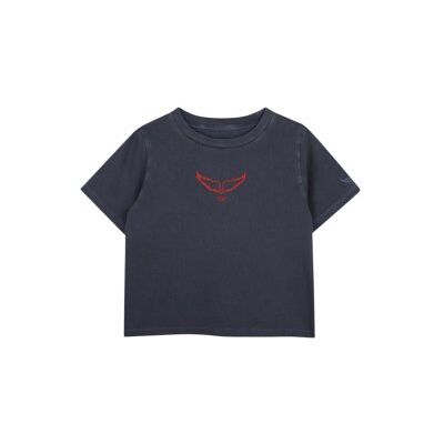 Zadig & Voltaire para menina. X60793 Camiseta Wings marinho (16Y= 162cm), Casual, Manga curta, Algodão orgânico, moda infantil Zadig & Voltaire para menina. X60793 Camiseta Wings marinho (16Y= 162cm), Casual, Manga curta, Algodão orgânico, moda infantil