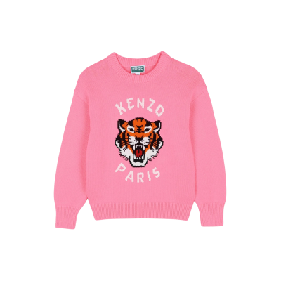 Kenzo Kids para menina. K62007 Jersey Tiger rosa (8Y= 126cm), Casual, Algodão, Manga comprida, moda infantil Kenzo Kids para menina. K62007 Jersey Tiger rosa (8Y= 126cm), Casual, Algodão, Manga comprida, moda infantil