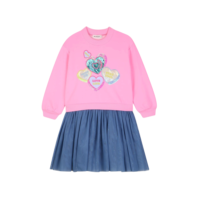 Billieblush para menina. U22350 Vestido Heart rosa (8Y= 126cm), Casual, Poliéster, Manga comprida, moda infantil Billieblush para menina. U22350 Vestido Heart rosa (8Y= 126cm), Casual, Poliéster, Manga comprida, moda infantil