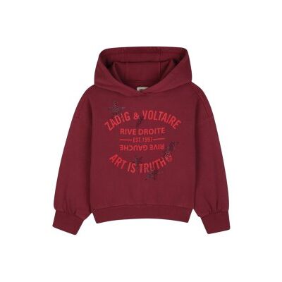 Zadig & Voltaire para menina. X60801 Moletom Com Capuz bordô (14Y= 156cm), Casual, Grená, Manga comprida, Algodão orgânico, moda infantil Zadig & Voltaire para menina. X60801 Moletom Com Capuz bordô (14Y= 156cm), Casual, Grená, Manga comprida, Algodão orgânico, moda infantil