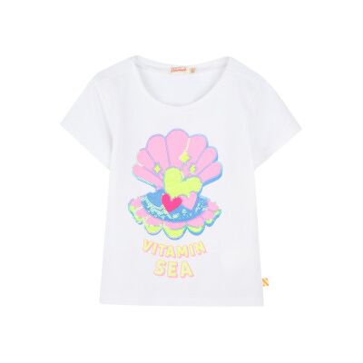Billieblush para menina. U20923 T-shirt com pormenor de lantejoulas brancas (2Y= 86cm), Branco, Casual, Algodão, Manga curta, moda infantil Billieblush para menina. U20923 T-shirt com pormenor de lantejoulas brancas (2Y= 86cm), Branco, Casual, Algodão, Manga curta, moda infantil