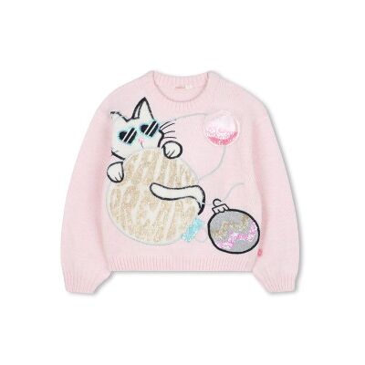 Billieblush para menina. U21380 Camisola cor-de-rosa para gatos (6Y= 114/119cm), Casual, Algodão, moda infantil Billieblush para menina. U21380 Camisola cor-de-rosa para gatos (6Y= 114/119cm), Casual, Algodão, moda infantil
