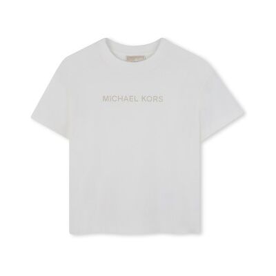 Michael Kors para menina. R30602 T-shirt de manga curta branca (14Y= 156cm), Branco, Casual, Algodão, moda infantil Michael Kors para menina. R30602 T-shirt de manga curta branca (14Y= 156cm), Branco, Casual, Algodão, moda infantil