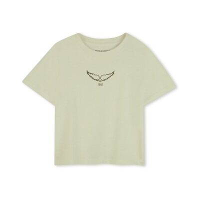 Zadig & Voltaire para menina. X60531 T-shirt verde M.C. (10Y= 138cm), Casual, Algodão, Manga curta, moda infantil Zadig & Voltaire para menina. X60531 T-shirt verde M.C. (10Y= 138cm), Casual, Algodão, Manga curta, moda infantil