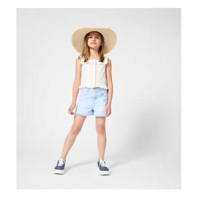 Michael Kors para menina. R30657 Top de popelina branca (6Y= 114/119cm), Branco, Algodão, Sem mangas / correias, moda infantil Michael Kors para menina. R30657 Top de popelina branca (6Y= 114/119cm), Branco, Algodão, Sem mangas / correias, moda infantil