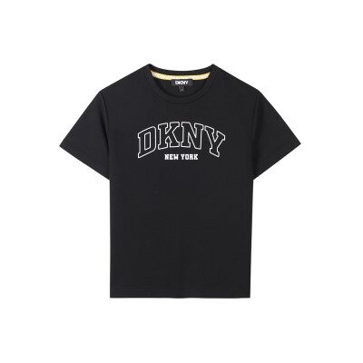 DKNY unisex para criança. D62237 T-shirt de manga curta com logótipo preto (8Y= 126cm), Casual, Poliéster, moda infantil DKNY unisex para criança. D62237 T-shirt de manga curta com logótipo preto (8Y= 126cm), Casual, Poliéster, moda infantil