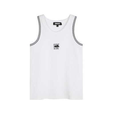 DKNY para menina. D62263 Camisola interior branca (10Y= 138cm), Branco, Casual, Algodão, Sem mangas / correias, moda infantil DKNY para menina. D62263 Camisola interior branca (10Y= 138cm), Branco, Casual, Algodão, Sem mangas / correias, moda infantil