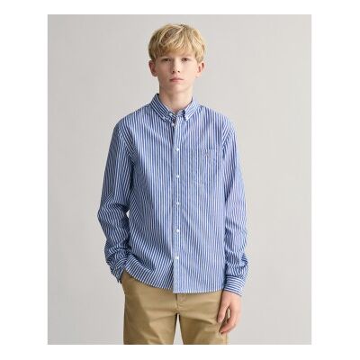 Gant para menino. 930484 Shield Teens camisa de popelina às riscas azul (16años= 176cm), Casual, Algodão, Manga comprida, moda infantil Gant para menino. 930484 Shield Teens camisa de popelina às riscas azul (16años= 176cm), Casual, Algodão, Manga comprida, moda infantil
