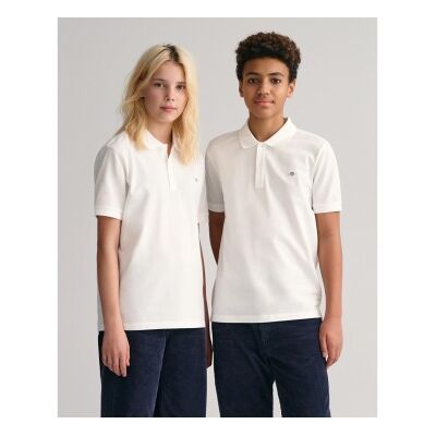 Gant unisex para criança. 902553 Pólo Shield Teens em piqué branco (13/14años= 158/164cm), Casual, Algodão, Clássico, Manga curta, moda infa Gant unisex para criança. 902553 Pólo Shield Teens em piqué branco (13/14años= 158/164cm), Casual, Algodão, Clássico, Manga curta, moda infa