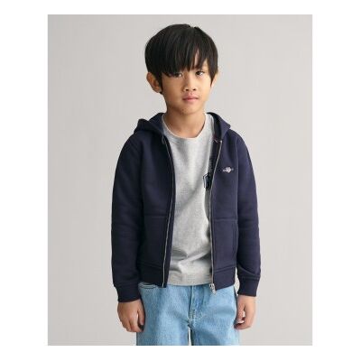 Gant unisex para criança. 806798 Capuz com fecho de correr com escudo azul-marinho (5/6años= 110/116cm), Casual, Algodão, moda infantil Gant unisex para criança. 806798 Capuz com fecho de correr com escudo azul-marinho (5/6años= 110/116cm), Casual, Algodão, moda infantil