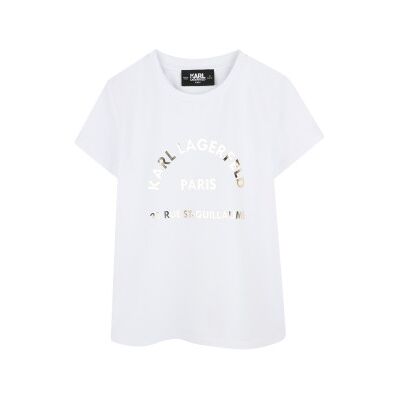 Karl Lagerfeld Z30447 Camiseta de Algodão Orgânico de Manga Curta - Camiseta Karl Lagerfeld Z30447 Camiseta de Algodão Orgânico de Manga Curta - Camiseta