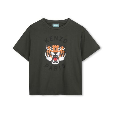Kenzo Kids unisex para criança. K62051 Camiseta Tiger verde (14Y= 156cm), Casual, Algodão, Manga curta, moda infantil Kenzo Kids unisex para criança. K62051 Camiseta Tiger verde (14Y= 156cm), Casual, Algodão, Manga curta, moda infantil