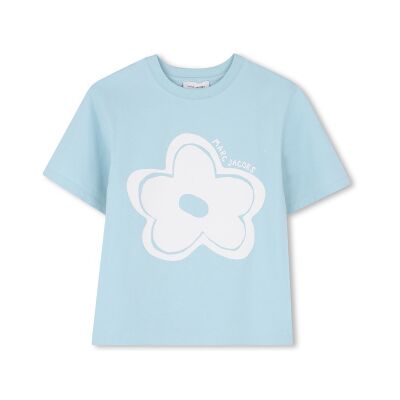 Marc Jacobs para menina. W60735 T-shirt com flores azuis (10Y= 138cm), Azul, Casual, Algodão, Manga curta, moda infantil Marc Jacobs para menina. W60735 T-shirt com flores azuis (10Y= 138cm), Azul, Casual, Algodão, Manga curta, moda infantil