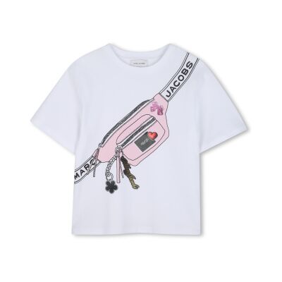 Marc Jacobs para menina. W60742 T-shirt branca estampada (12Y= 150cm), Branco, Casual, Algodão, Manga curta, moda infantil Marc Jacobs para menina. W60742 T-shirt branca estampada (12Y= 150cm), Branco, Casual, Algodão, Manga curta, moda infantil